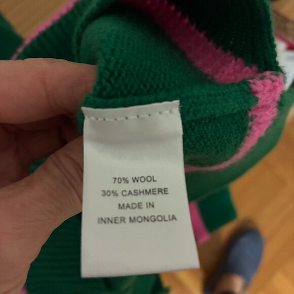 Cashmere Jumper1234 Green and Pink Sweater - Picture 4 of 5